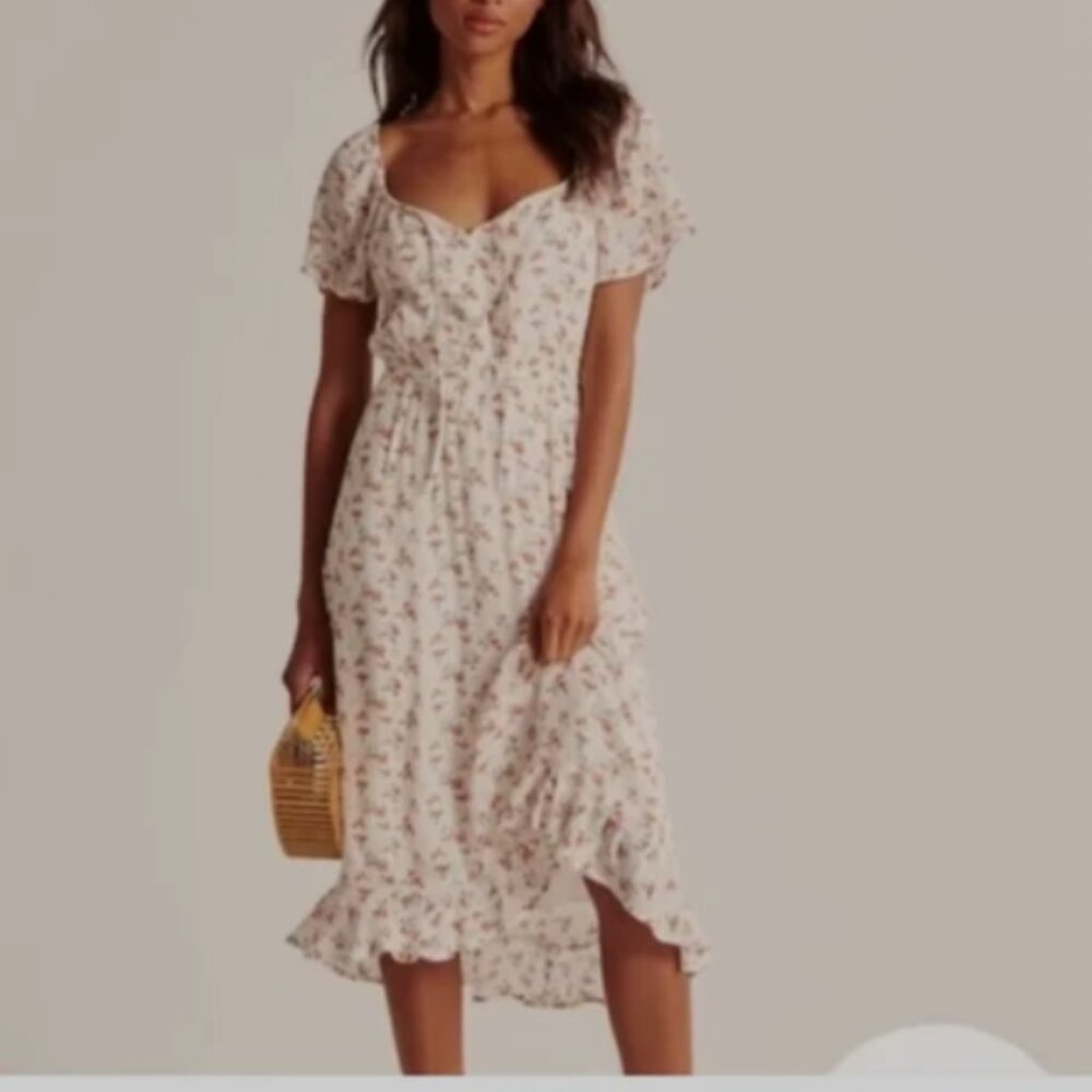 Easy Waist Midi Dress in Peach Print